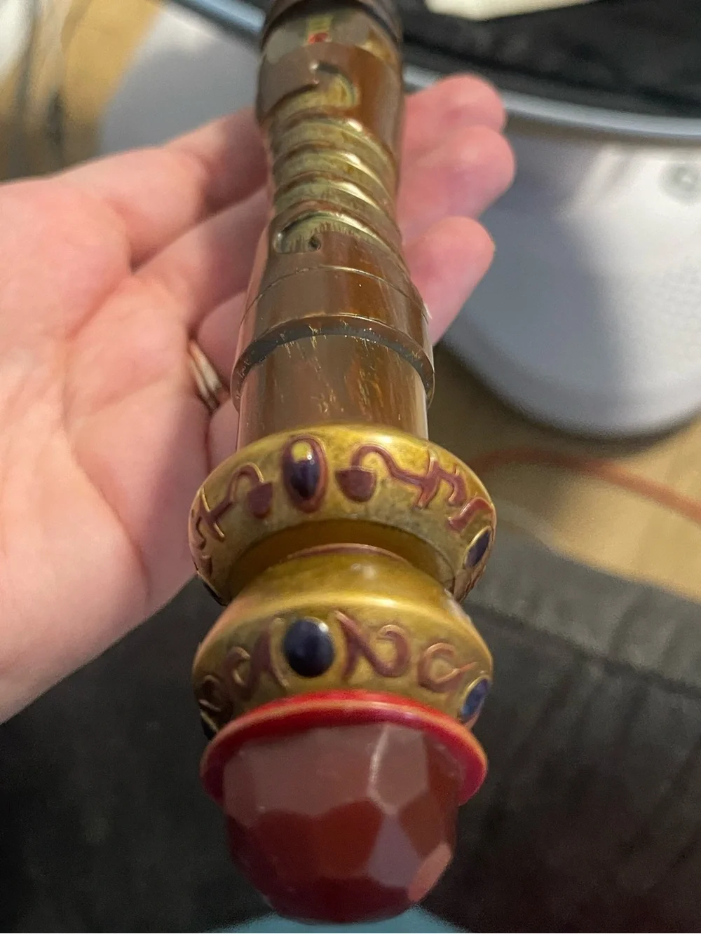 Magiquest Wand Lord Woodsheart Great Wolf Lodge Brown Wood Red Gem Topper Magic - Picture 6 of 10
